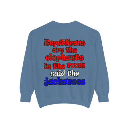 donkeys and elephants - Unisex Garment-Dyed Sweatshirt