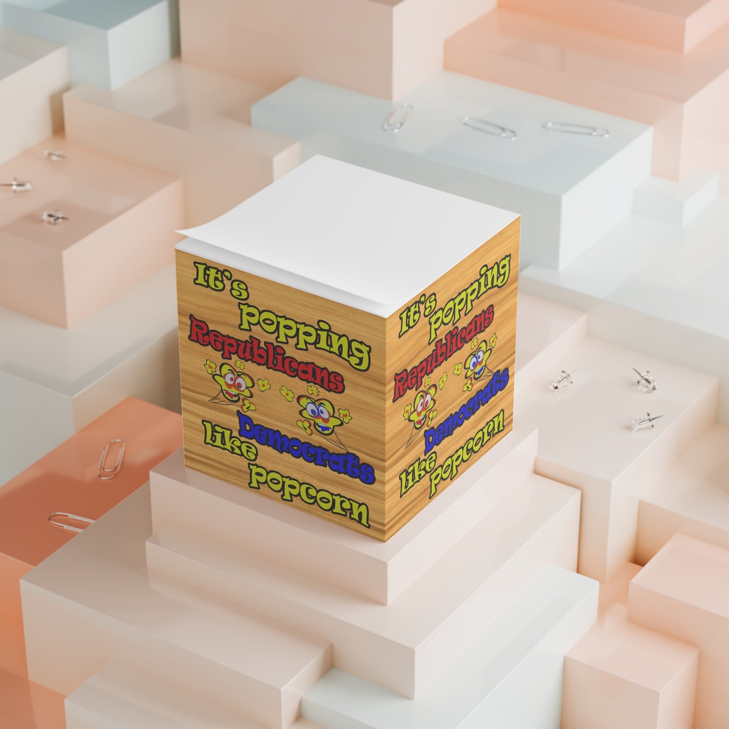 popping like popcorn - note cube (butterscotch wood finish)