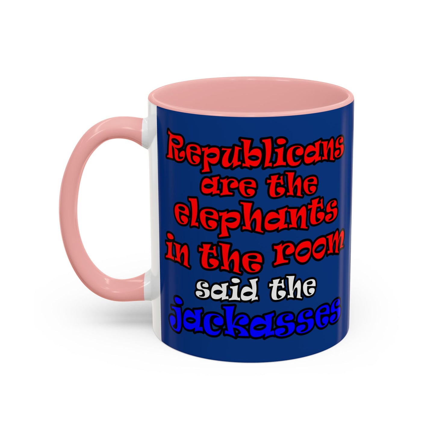 donkeys and elephants - Accent Mug (dark blue)