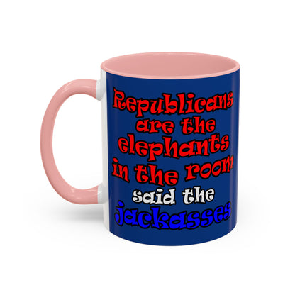 donkeys and elephants - Accent Mug (dark blue)