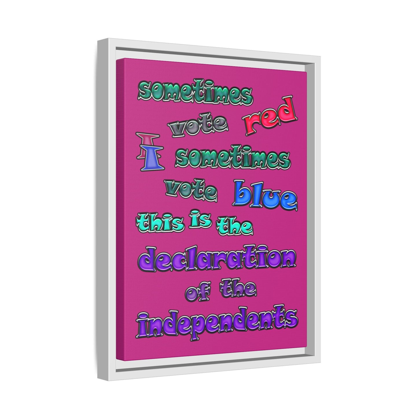 declaration of the independents - framed canvas art (pink)