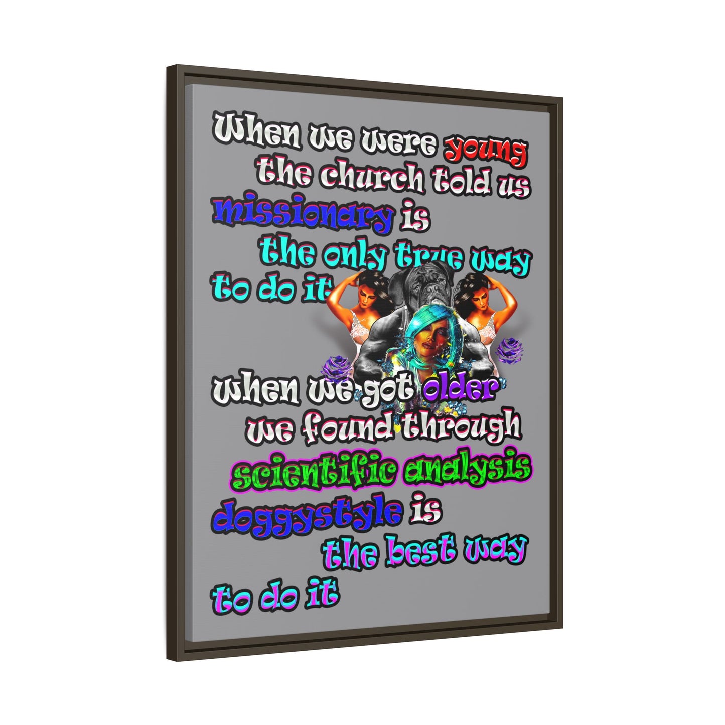 doggystyle - framed canvas art (grey)