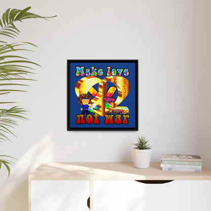 love peace - framed canvas art (dark blue)