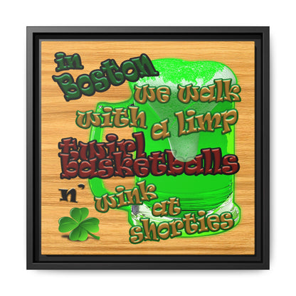 celtics logo - framed canvas art (butterscotch wood finish)