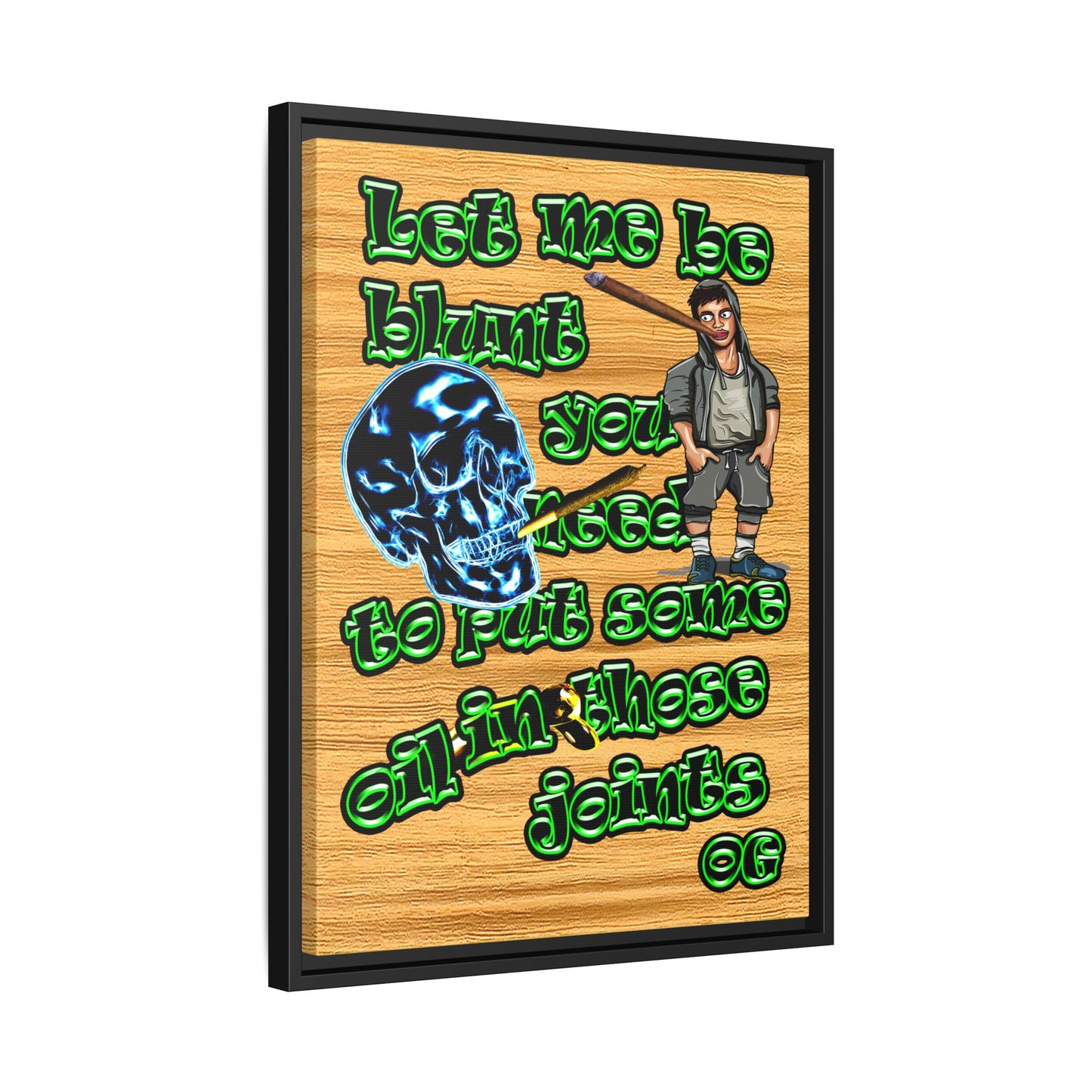 og - framed canvas art (butterscotch wood finish)