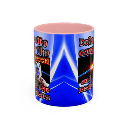 defy conquer reach - Accent Mug (blue-white wave)