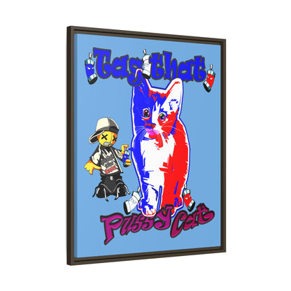 tag that - framed canvas art (light blue)