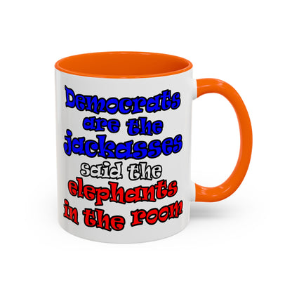 donkeys and elephants - Accent Mug (white)