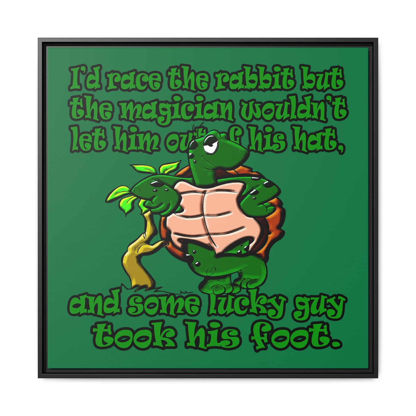 turtle race - framed canvas art (dark green)