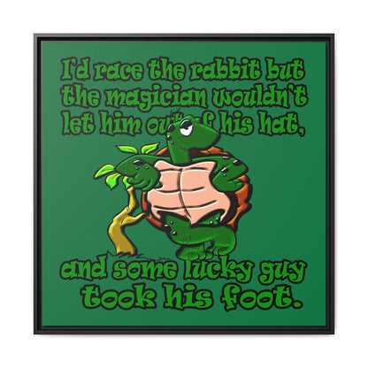 turtle race - framed canvas art (dark green)
