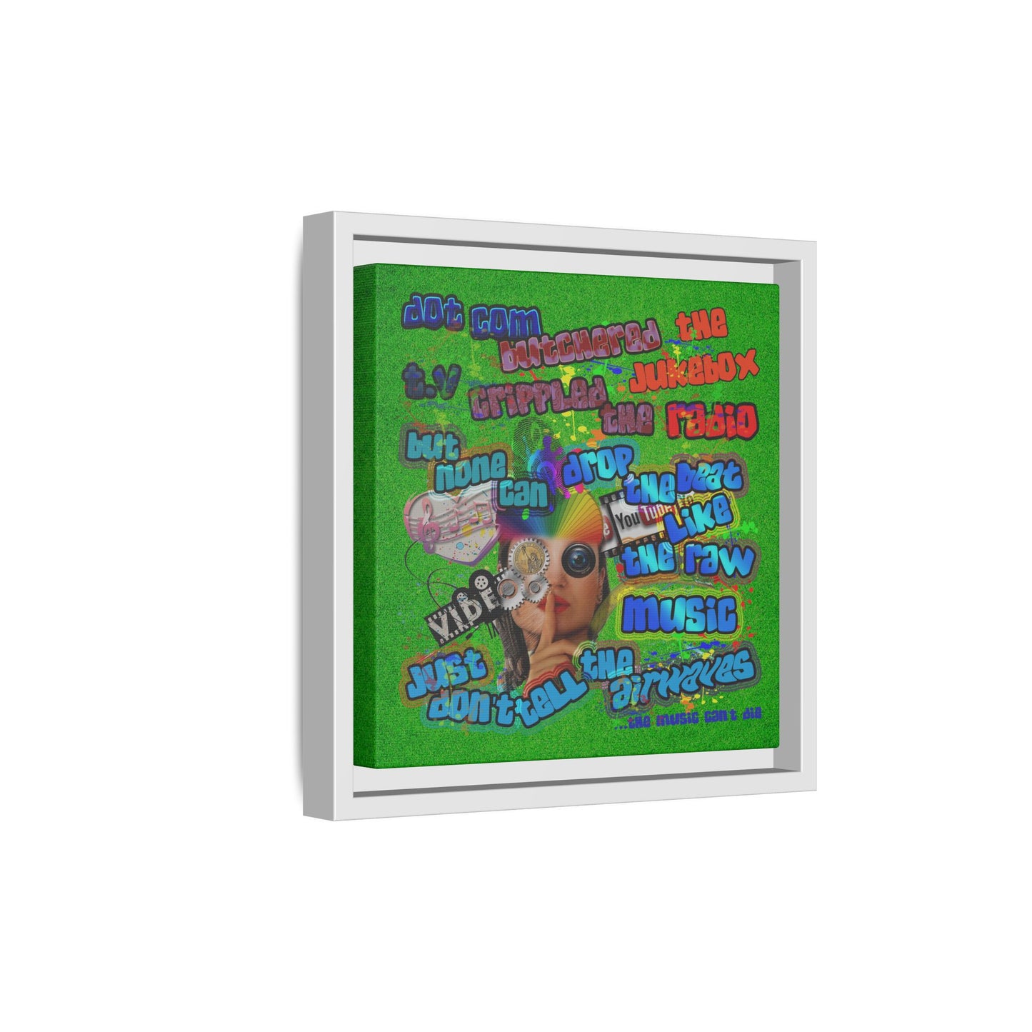drop the beat - framed canvas art (green turf)