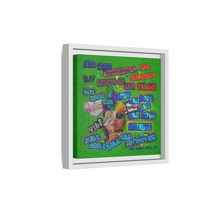 drop the beat - framed canvas art (green turf)
