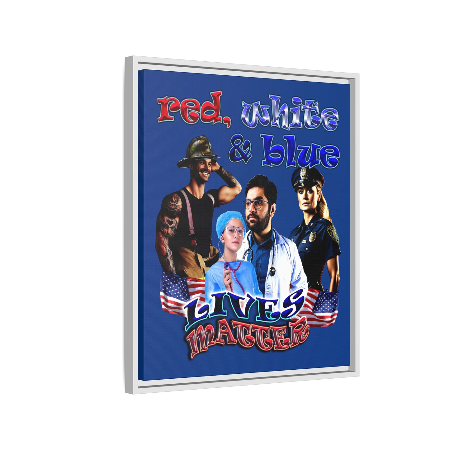 rw&b lives matter - framed canvas art (dark blue)