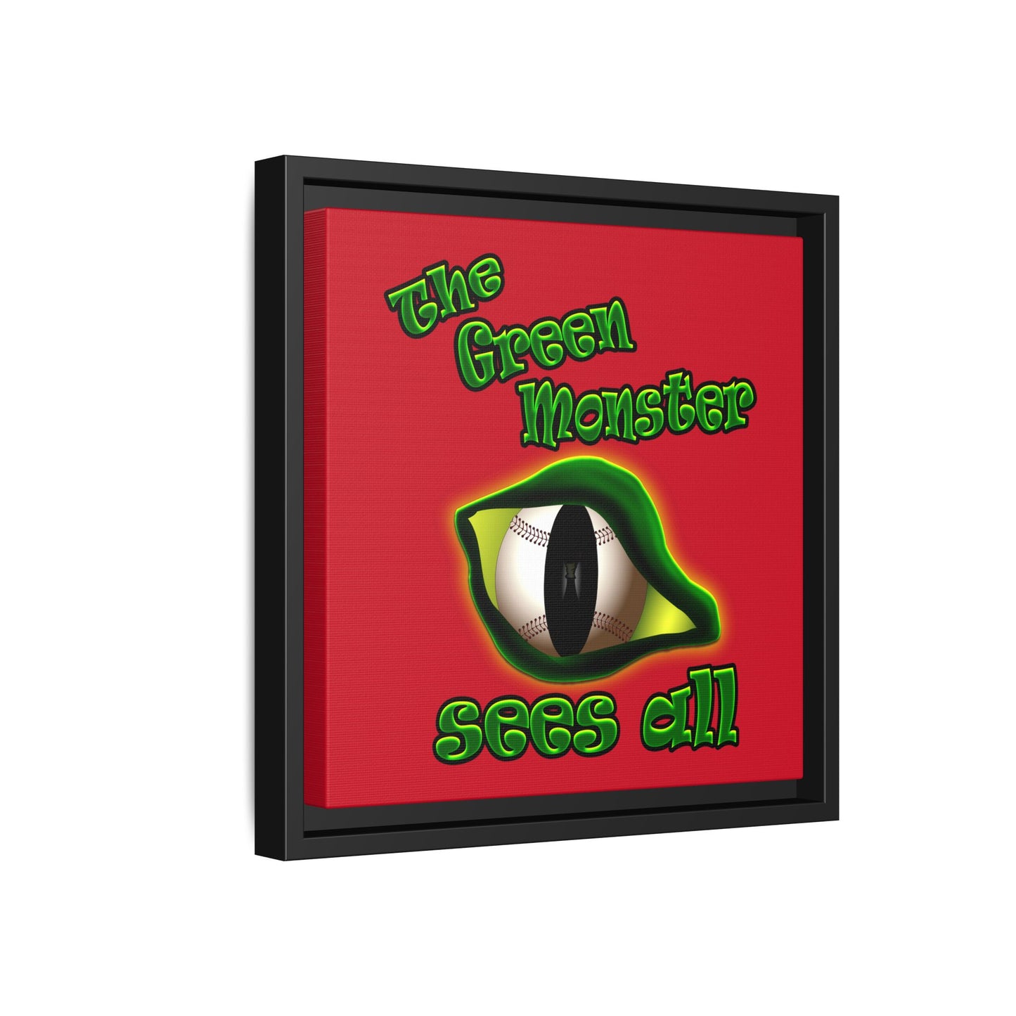 green monster - framed canvas art (dark red)