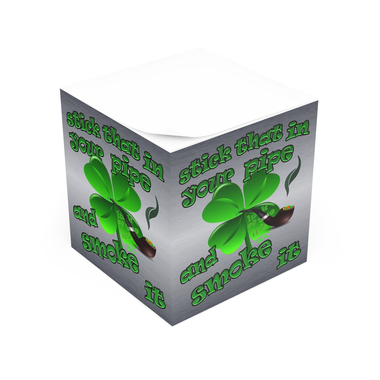 stick that in your pipe and smoke it - note cube (brushed nickel)