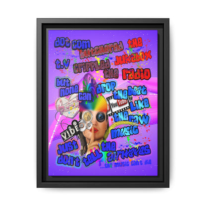 drop the beat - framed canvas art (purple-pink wave)
