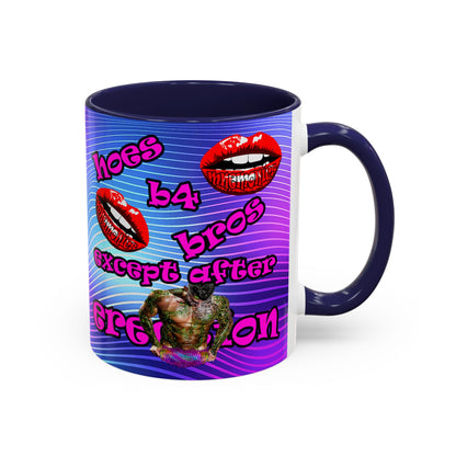 hoes b4 bros - Accent Mug (purple wave)