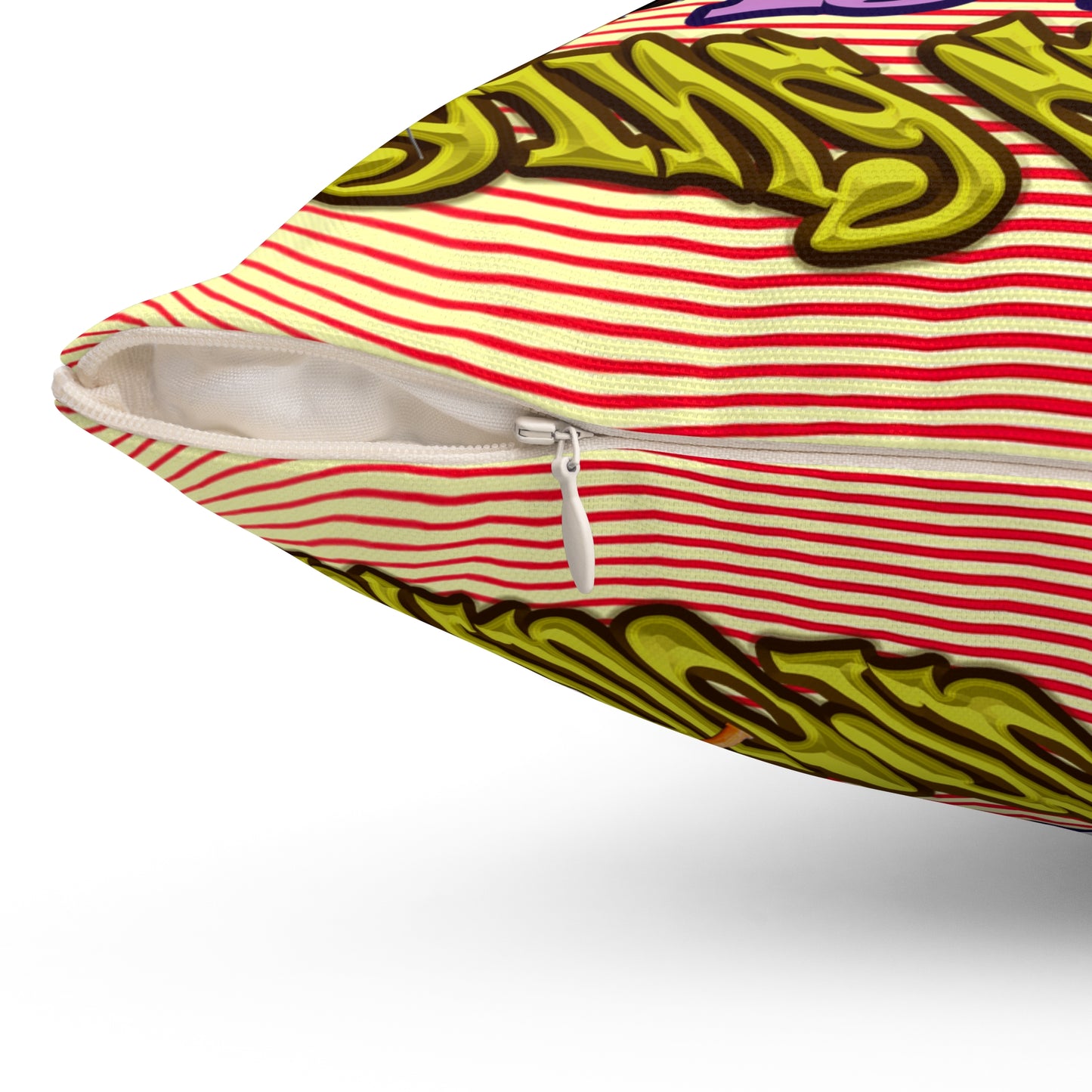 the bum's shit - Spun Polyester Square Pillow - (yellow-orange wave)