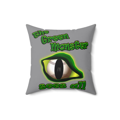 green monster - Spun Polyester Square Pillow - (grey)