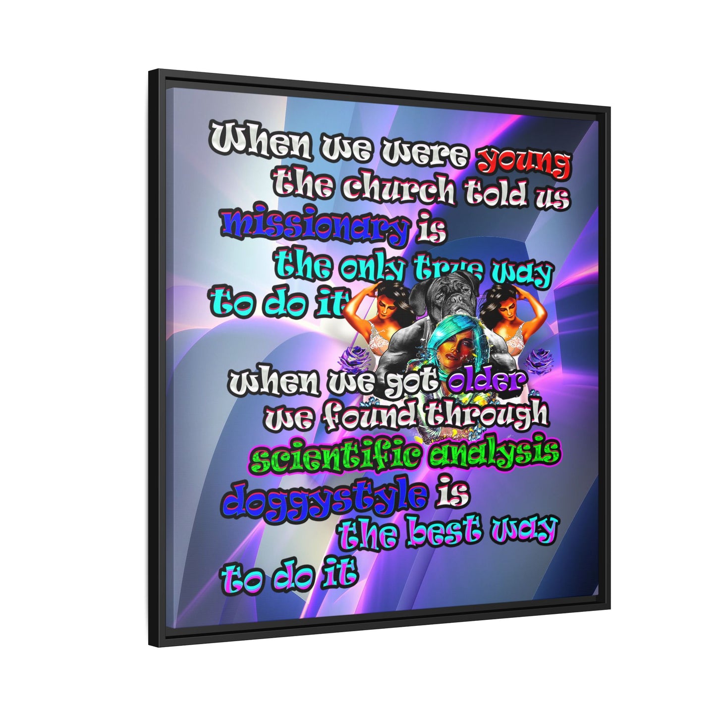 doggystyle - framed canvas art (grey-pink wave)
