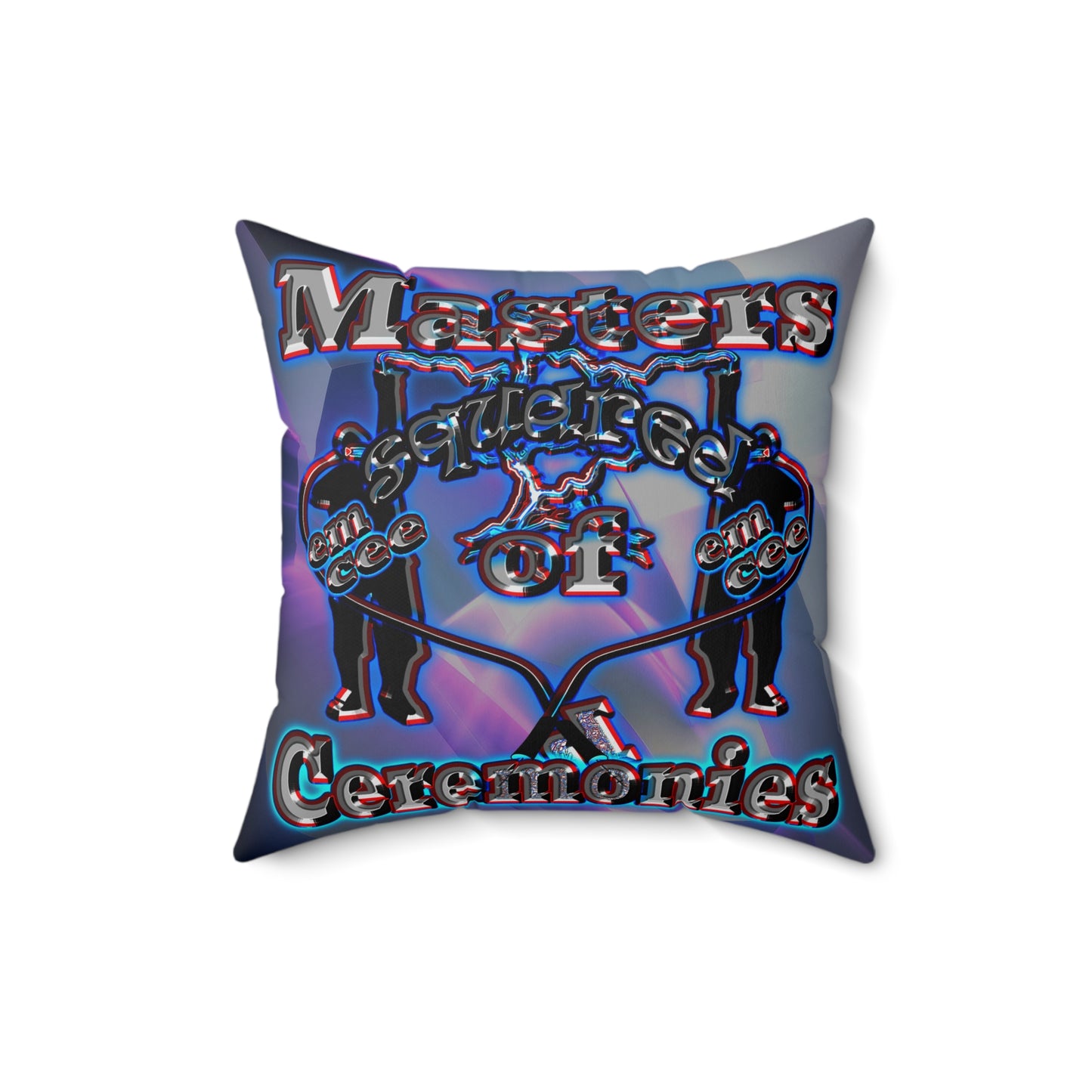 em cee squared - Spun Polyester Square Pillow - (grey-pink wave)