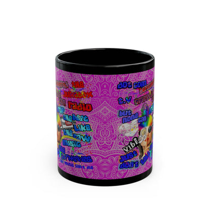 drop the beat - Black Mug (pink swirl)
