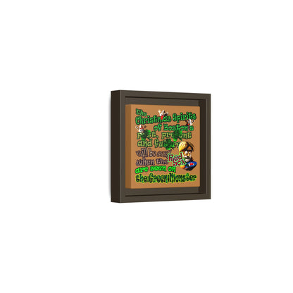 christmas spirits of boston - framed canvas art (light brown)