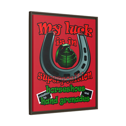 my luck - framed canvas art (dark red)