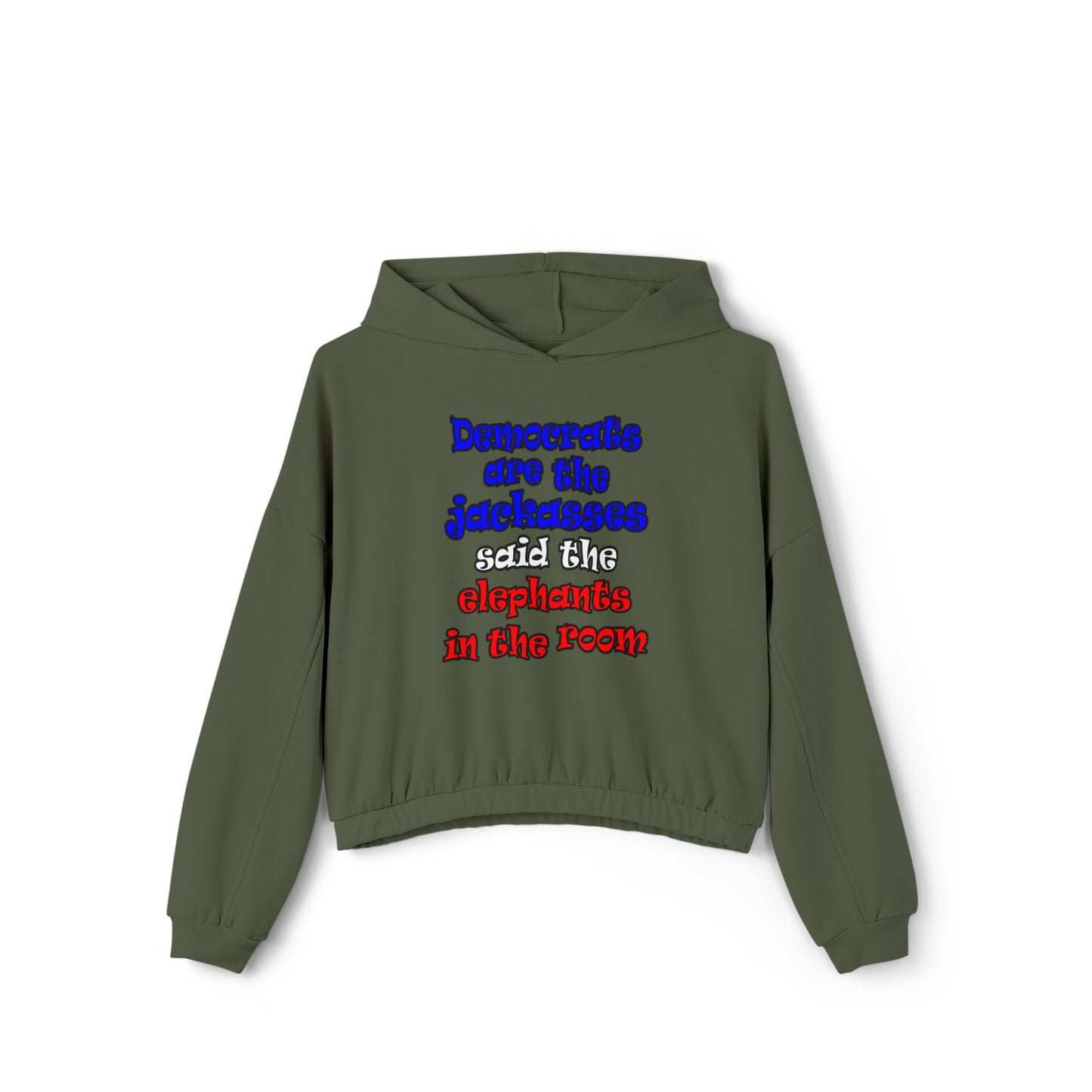 donkeys and elephants - Women's Cinched Bottom Hoodie