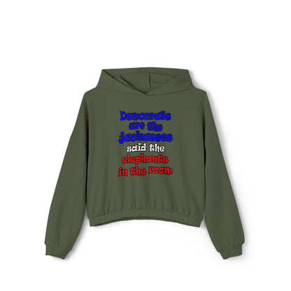 donkeys and elephants - Women's Cinched Bottom Hoodie