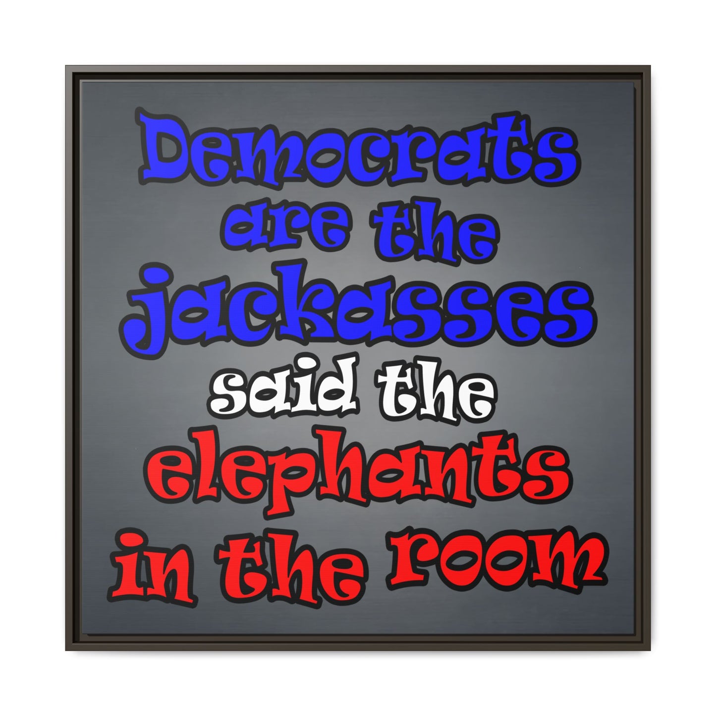 donkeys and elephants - framed canvas art (grey-light grey)