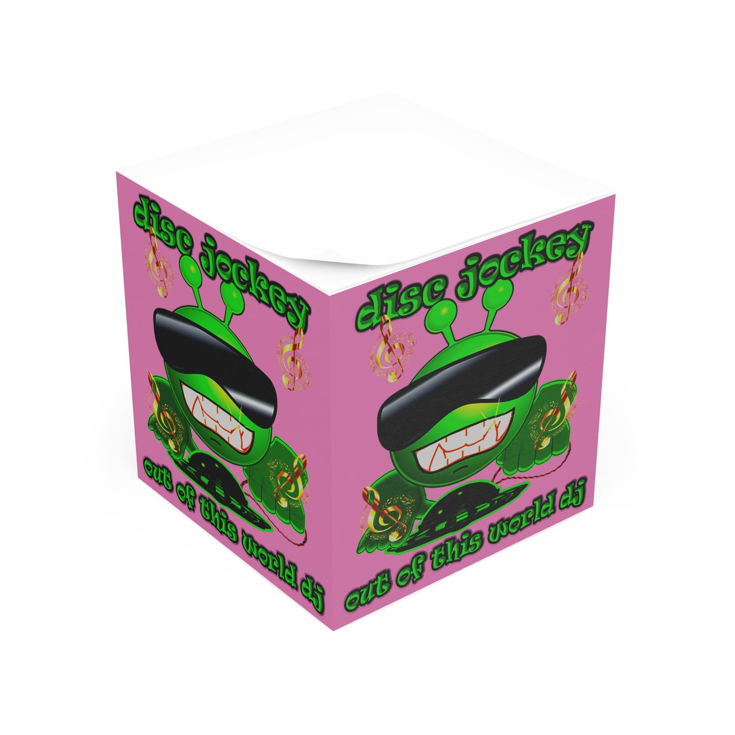 disc jockey - note cube (light pink)