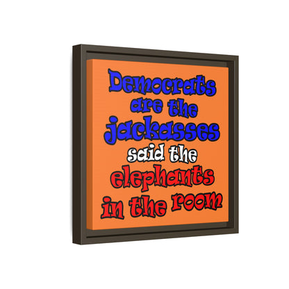 donkeys and elephants - framed canvas art (crusta)