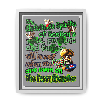 christmas spirits of boston - framed canvas art (grey)