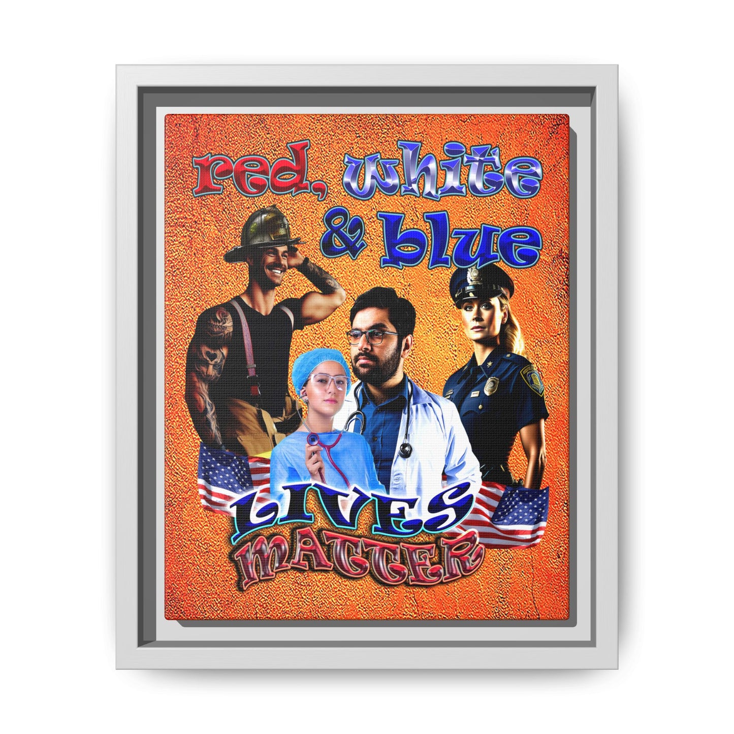 rw&b lives matter - framed canvas art (burnt orange)