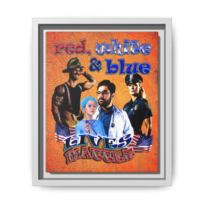 rw&b lives matter - framed canvas art (burnt orange)