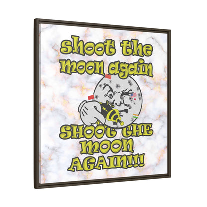 shoot the moon again - framed canvas art (white marble)