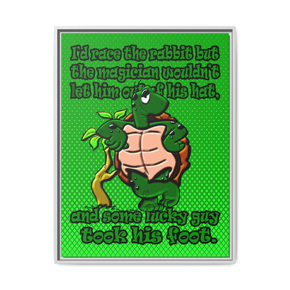 turtle race - framed canvas art (logo green)