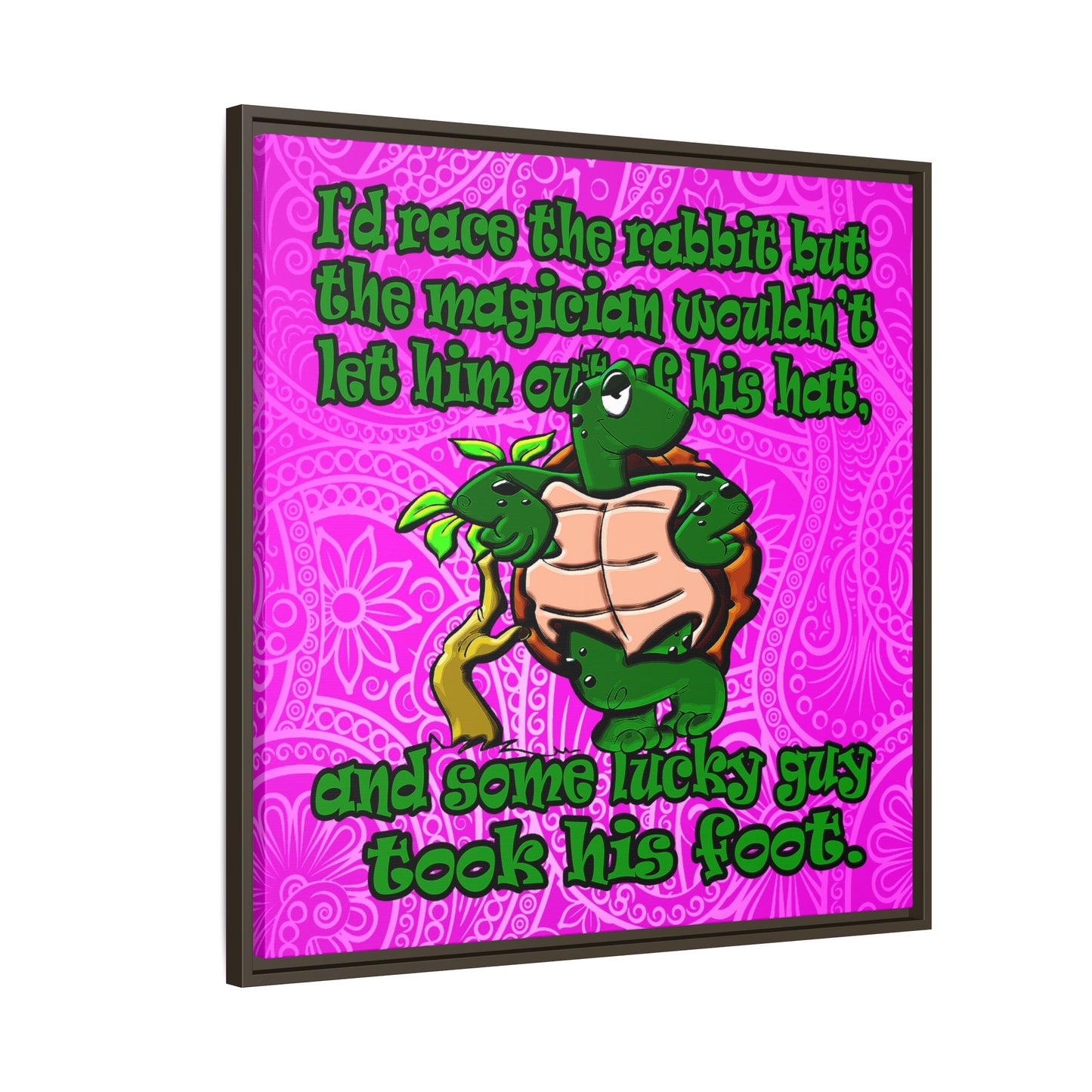 turtle race - framed canvas art (pink swirl)