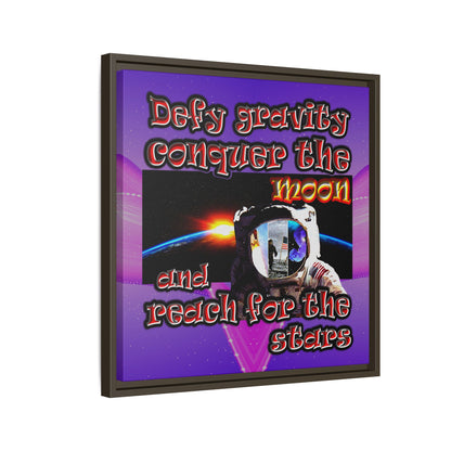 defy conquer reach - framed canvas art (purple-pink wave)