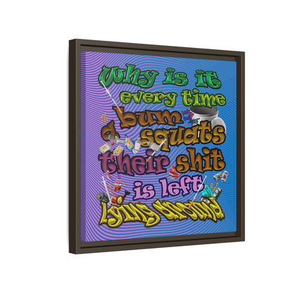 the bum's shit - framed canvas art (light blue-purple wave)