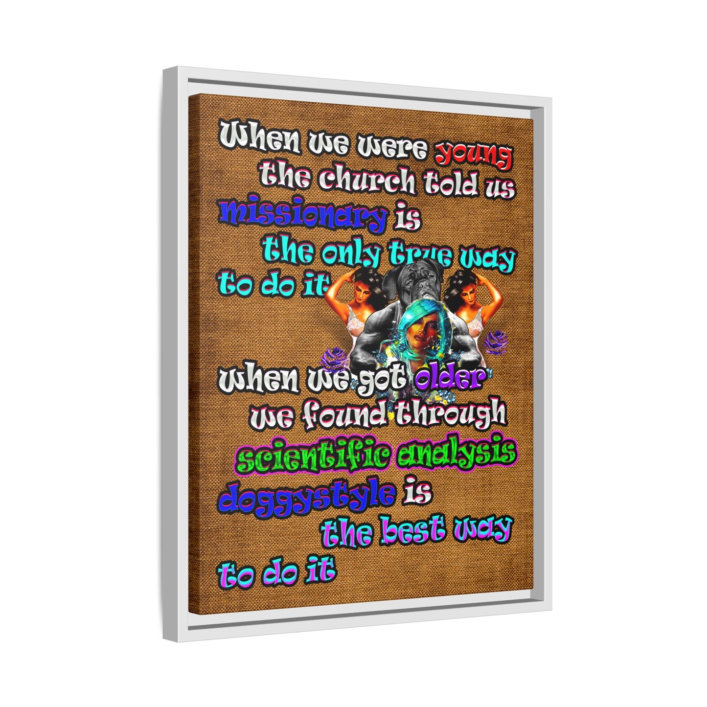doggystyle - framed canvas art (brown papyrus)