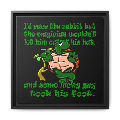 turtle race - framed canvas art (black)