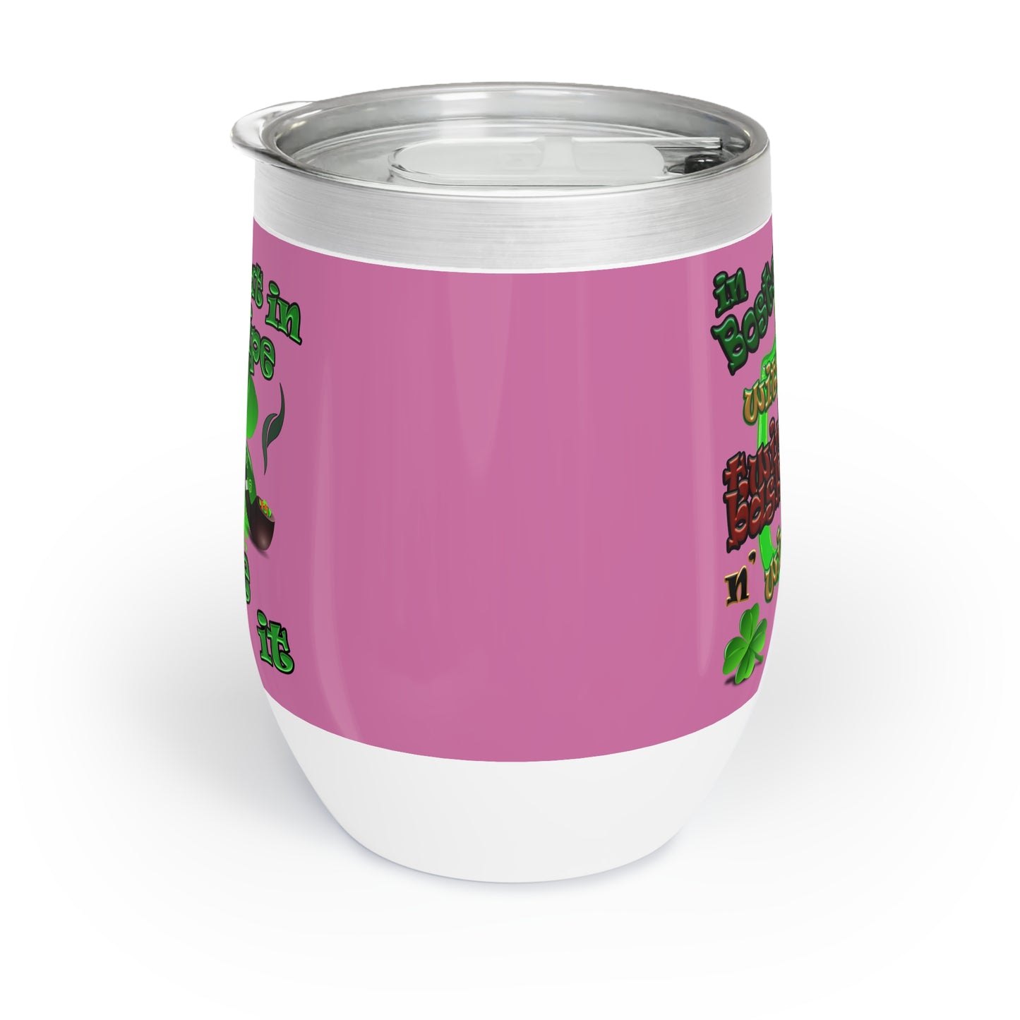 celtics logo - Chill Wine Tumbler (light pink)