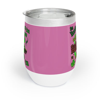 celtics logo - Chill Wine Tumbler (light pink)