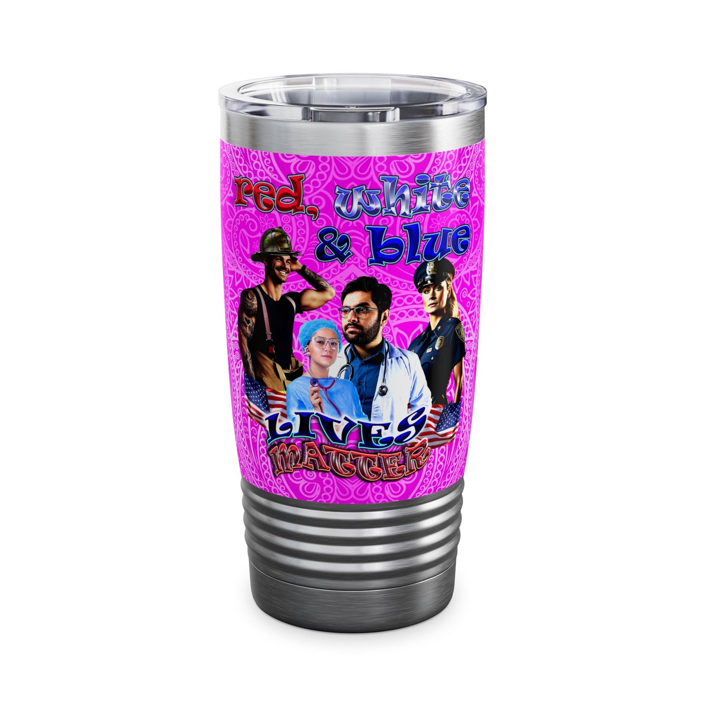 rw&b lives matter - Ringneck Tumbler, 20oz (pink swirl)