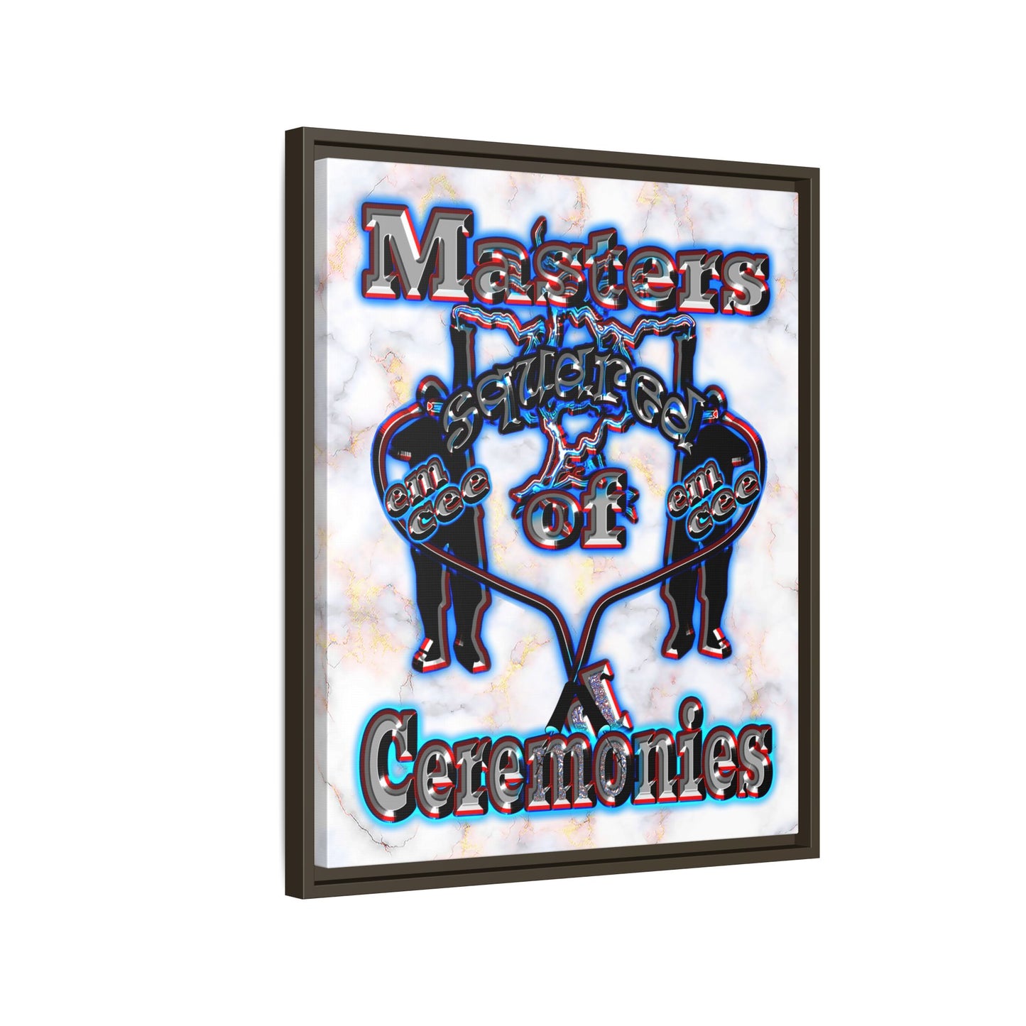 em cee squared - framed canvas art (white marble)