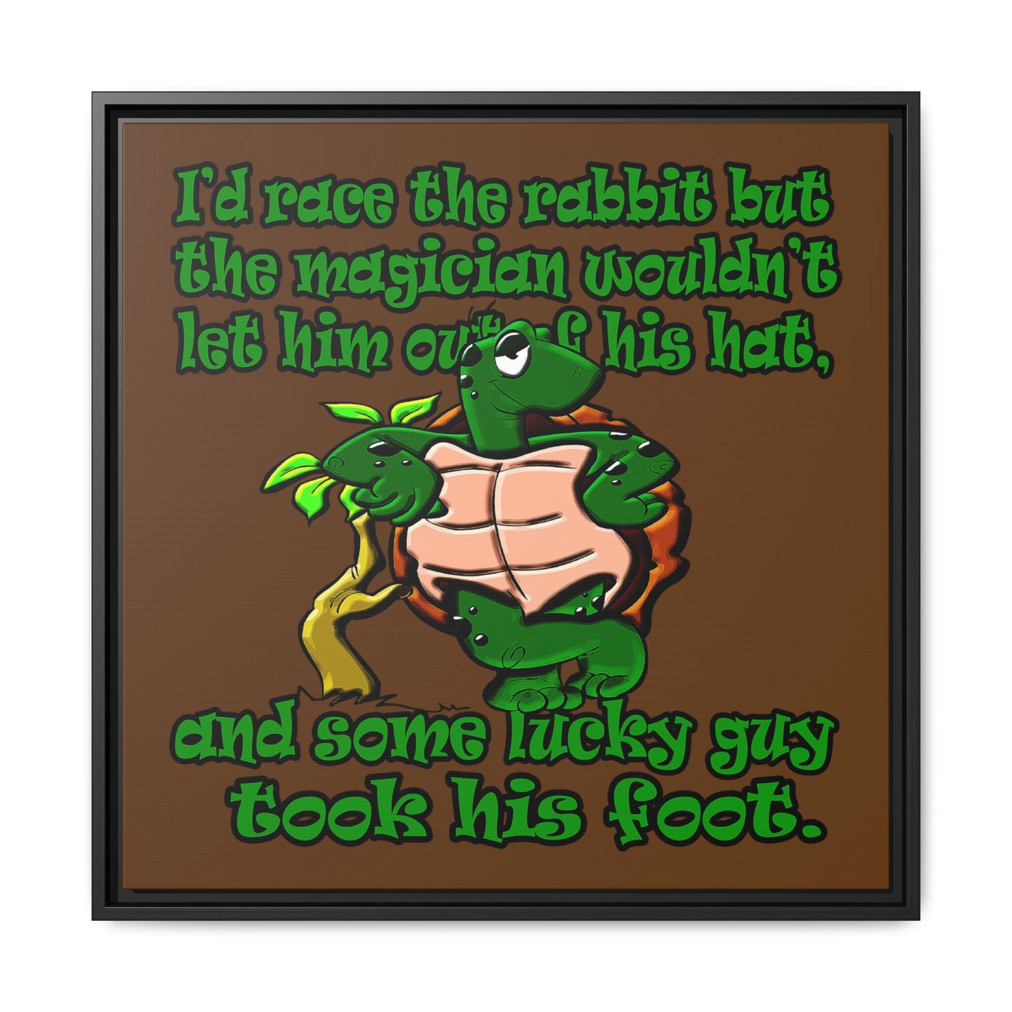 turtle race - framed canvas art (brown)
