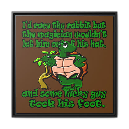 turtle race - framed canvas art (brown)