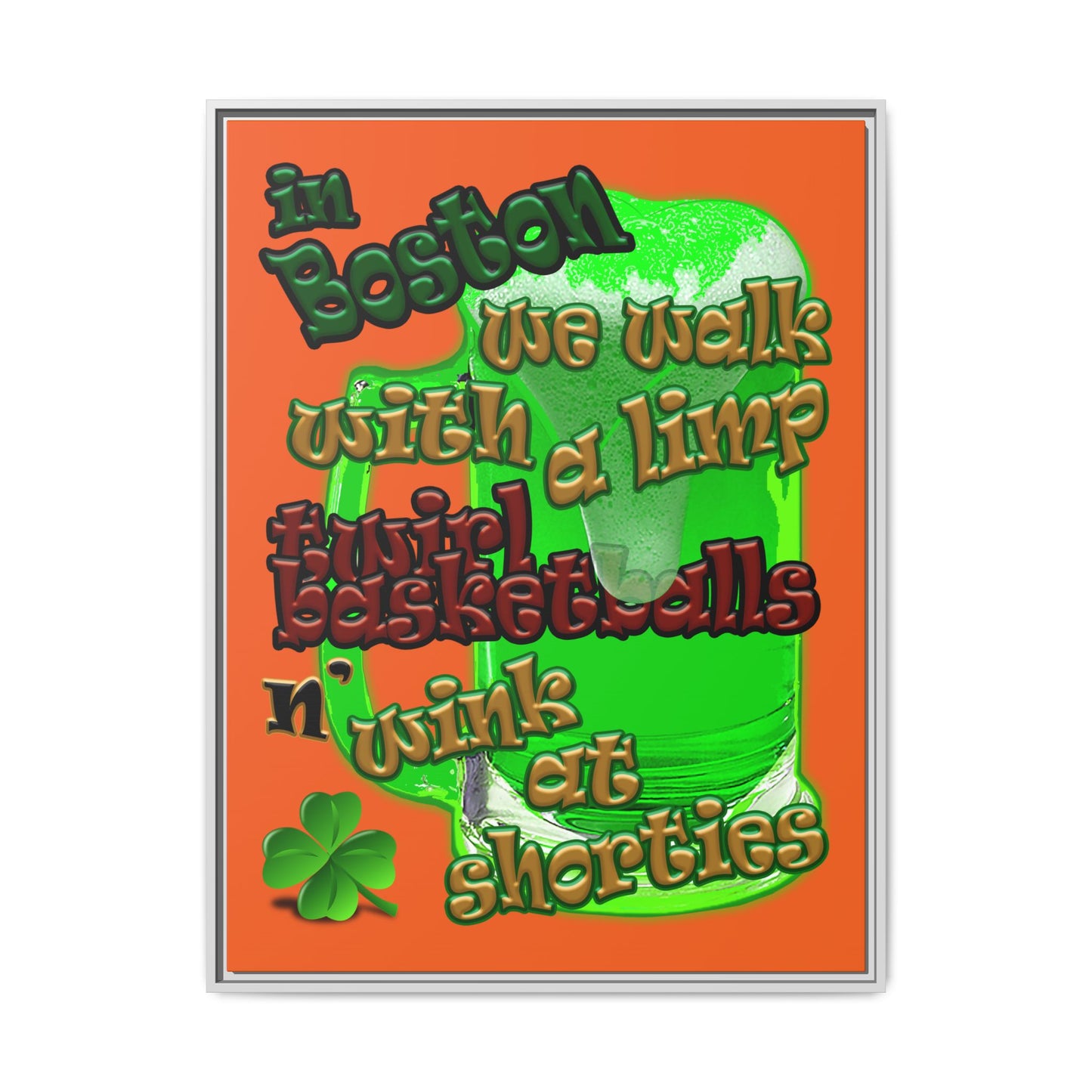 celtics logo - framed canvas art (orange)